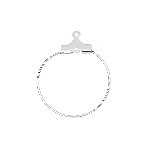 Beading hoop, silver-plated brass, 20mm round with loop. Sold per pkg of 100. image number 0