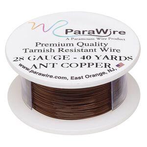 Wire, ParaWire™, antiqued copper, round, 28 gauge. Sold per 40-yard spool.