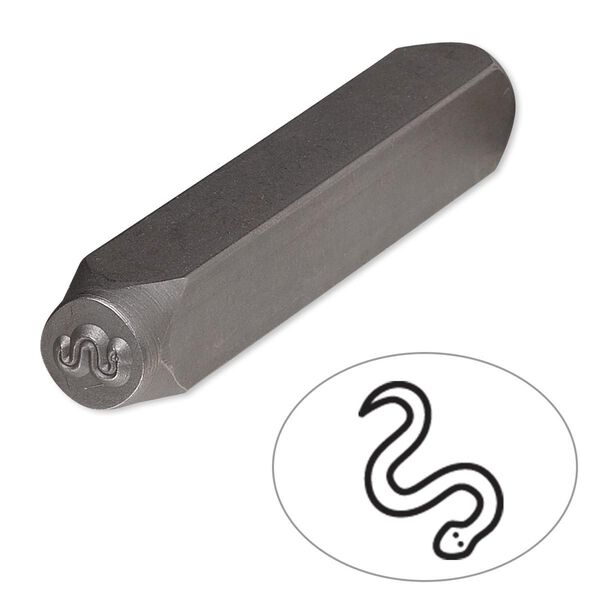 Stamp punch, tempered chrome vanadium steel, 6x3.5mm snake, 2-3/4 x 3/8 inches. Sold individually. image number 0