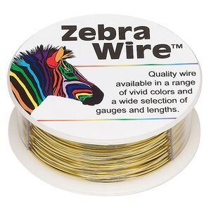 Wire, Zebra Wire™, brass, round, 22 gauge. Sold per 1/4-pound spool, approximately 45 yards (41 meters).