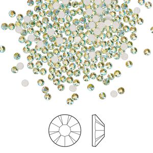 Flat back 1440pk limecicle AB foil back, Preciosa MAXIMA Czech crystal hotfix rhinestone 1.9-2.1mm chaton rose round SS6