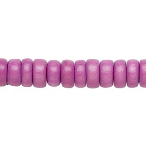 Bead 1pkg1, Taiwanese cheesewood (dyed / waxed), lavender, 8x4mm rondelle, 15-1/2 to 16 inches.
