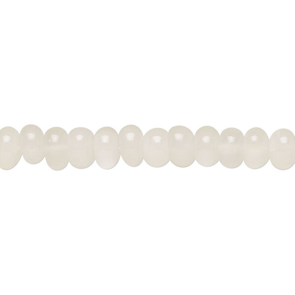 Bead, white moonstone (natural), 6x3mm-7x4mm hand-cut rondelle, B grade, Mohs hardness 6 to 6-1/2. Sold per 14-inch strand, approximately 95 beads. image number 0