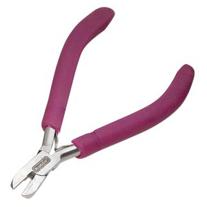 Pliers, Beadalon®, semi-flush cutter, stainless steel and plastic polymer, pkg/1, purple, 5-3/4 inches.