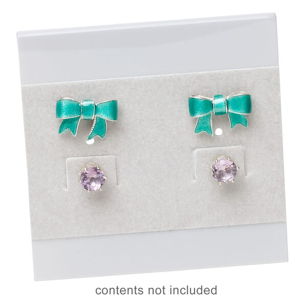 Earring card, flocked plastic, grey, 2x2-inch square. Sold per pkg of 100. image number 1