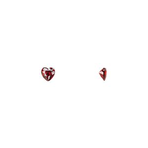 Gem, cubic zirconia, garnet red, 4mm faceted heart, Mohs hardness 8-1/2. Sold per pkg of 5.