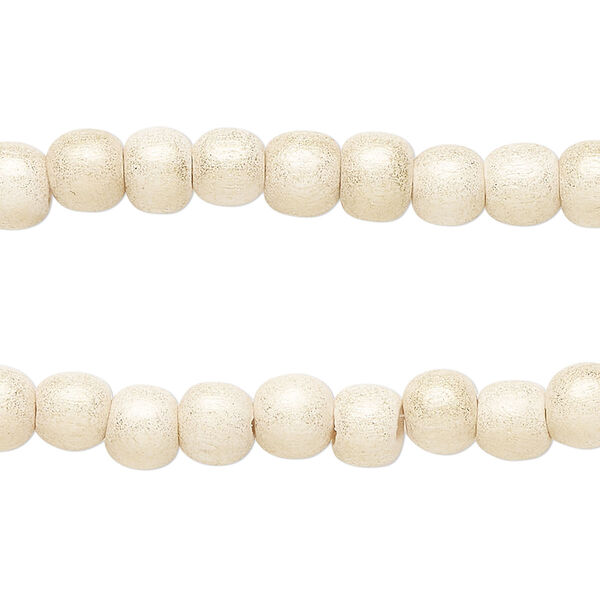 Taiwanese cheesewood 1pkg2, hand-cut painted round bead 15.5-16 inch gold cream 6mm image number 0