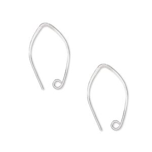Ear wire 1pkg2 Hill Tribes sterling silver, 20mm marquise / open loop, 22 gauge 1 pair