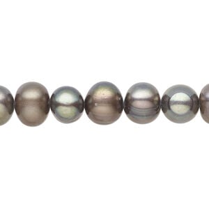 Freshwater pearl 1pkg1, semi-round, 15.5-16 inch dark peacock 8-10mm cultured
