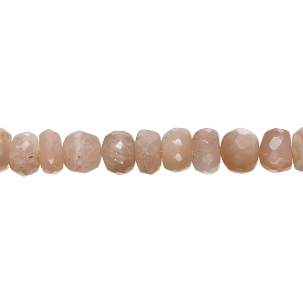 Peach moonstone 1pkg1, hand-cut faceted rondelle bead natural B grade, 8 inch 6x3mm-7x6mm image number 0
