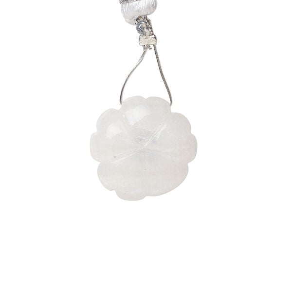 Rainbow moonstone / iolite 1pkg1, top-drilled hand-cut 1sided carved flower bead natural, 16mm image number 1