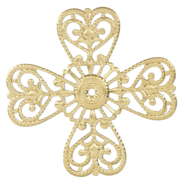 Component, gold-finished steel, 61mm single-sided cross. Sold per pkg of 10. image number 0
