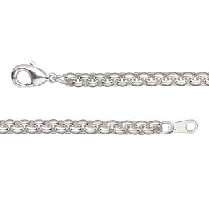 Chain 1pkg1 silver-plated rolo, 3.5mm / lobster claw clasp, brass 18 inch