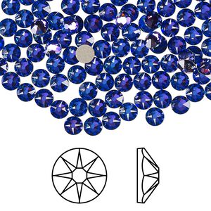 Flat back 144pk crystal heliotrope foil back, Crystal Passions® 3.8-4mm rose round SS16 2088