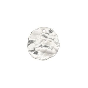 Drop, sterling silver, 16mm hammered flat round. Sold individually.