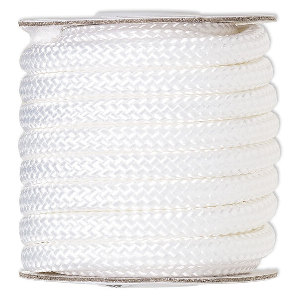 Cord, nylon, white, 8mm braided. Sold per 15-foot spool. image number 0