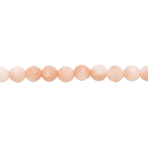 Bead, bamboo coral (dyed), pink, 5mm faceted round, A- grade, Mohs hardness 3-1/2 to 4. Sold per 16-inch strand. image number 0