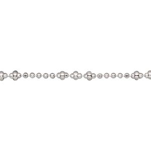 Chain 1pkg1 silver-plated ball, 1.5mm faceted / 2.8x1.5mm crimped rondelle, brass 5 foot unfinished