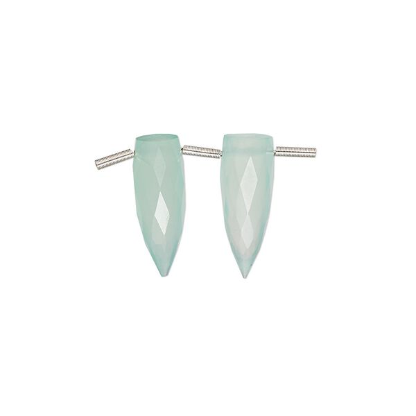 Chalcedony 1pkg2, hand-cut top-drilled faceted spike bead 16x6mm image number 0