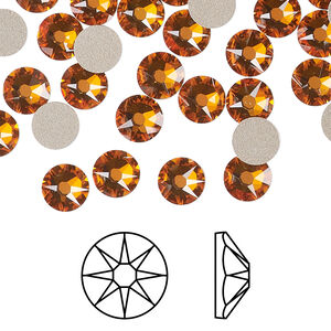 Flat back 1pkg288 dark orange  TCF™ foil back, Swarovski®, 6.32-6.5mm rose round SS30 2088