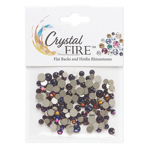Flat back 1pkg144 crystal volcano, Crystal FIRE&reg;, 3.0-4.8mm round SS12 / SS16 / SS20