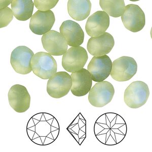 Chaton 6pk peridot frost foil back, Crystal Passions® 8.16-8.41mm round SS39 1088