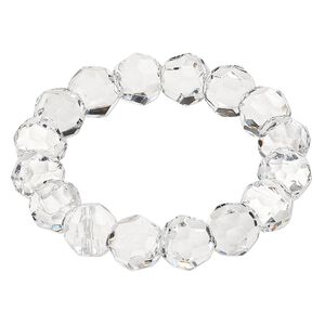 Focal, acrylic, clear, 66.5mm top-drilled open faceted round. Sold individually.