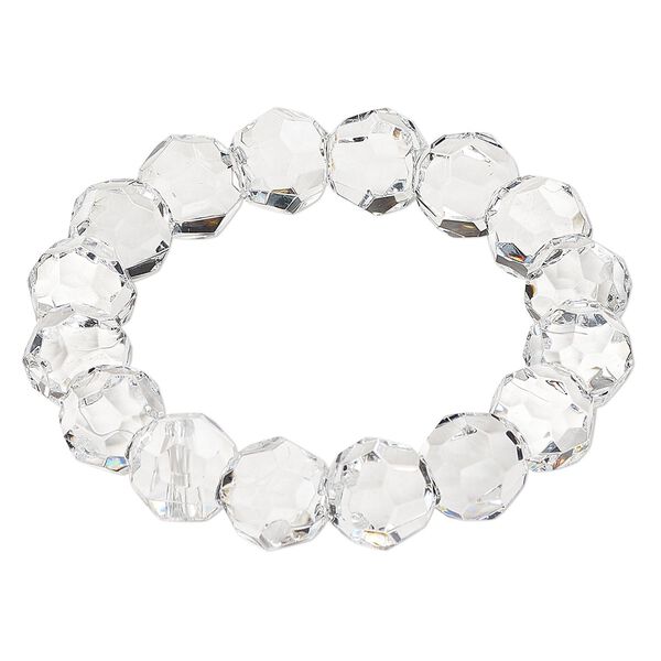 Focal, acrylic, clear, 66.5mm top-drilled open faceted round. Sold individually. image number 0