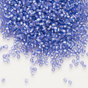 Seed bead, Delica®, glass, pkg/7.5g, #11 round, translucent semi-matte silver-lined purple (DB-0694).
