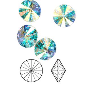 Chaton 48pk crystal AB foil back, Crystal Passions® 12mm rivoli 1122