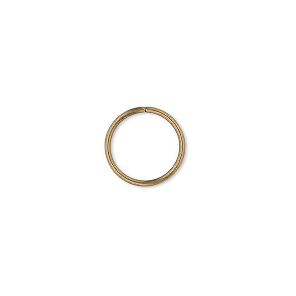 Jump ring, antique gold-plated brass, 12mm round, 10mm inside diameter, 18 gauge. Sold per pkg of 500. image number 0