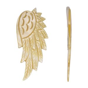 Focal, golden lip shell (natural), 51x23mm-59x31mm single-sided hand-cut carved wing, Mohs hardness 3-1/2. Sold individually.