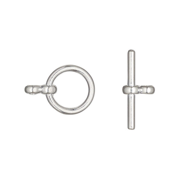 Clasp, toggle, silver-finished "pewter" (zinc-based alloy), 12mm round. Sold per pkg of 6. image number 0