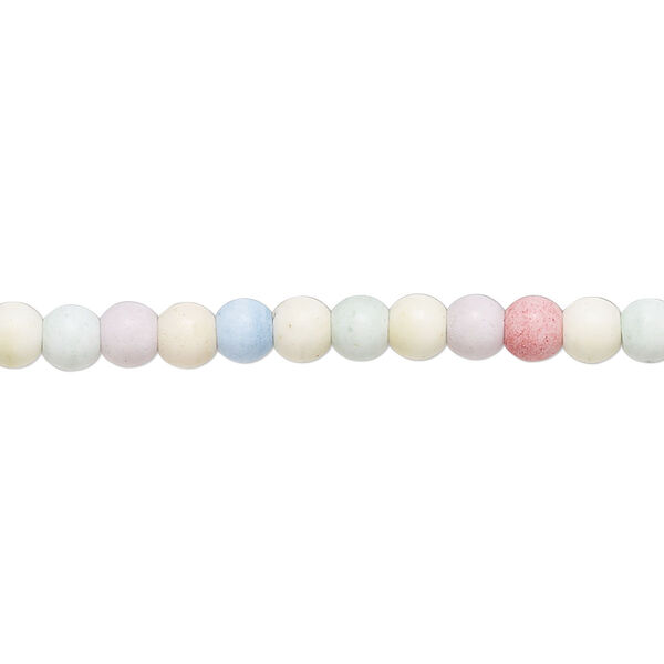 Bead, porcelain, opaque matte multicolored, 3.5mm round. Sold per 15-1/2" to 16" strand, approximately 95 to 110 beads. image number 0