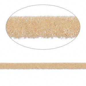 Cord, velveteen and rubber, tan, 3mm round with 1-1.5mm hole. Sold per pkg of 5 feet.