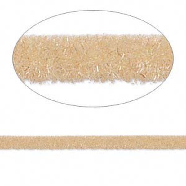 Cord, velveteen and rubber, tan, 3mm round with 1-1.5mm hole. Sold per pkg of 5 feet. image number 0