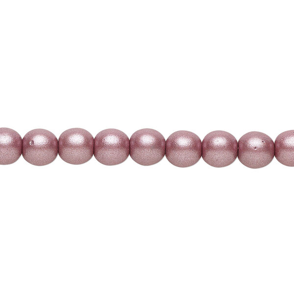 Bead, Czech glass druk, opaque satin mauve, 6mm round. Sold per 15-1/2" to 16" strand. image number 0