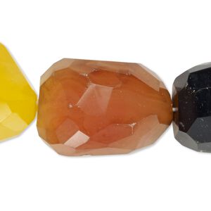 Agate 1pkg1, hand-faceted nugget bead 15.5-16 inch large