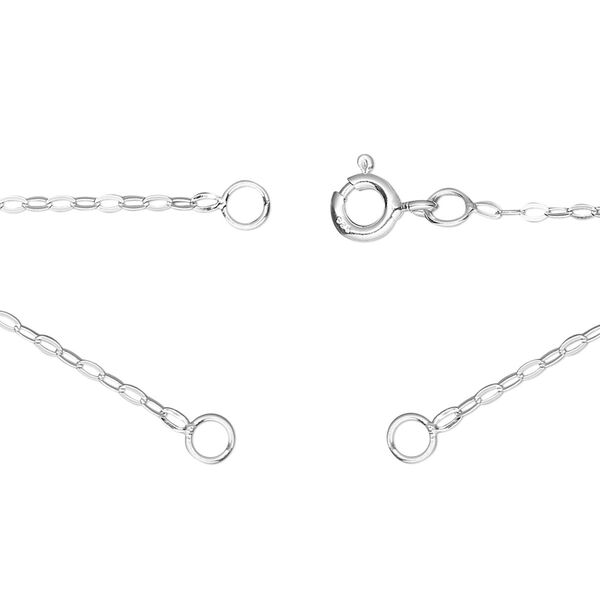 Sterling silver 1pkg1, 1.1mm flat cable chain necklace component, 18.75 inch / 5mm springring clasp / 3.5mm jump ring image number 0