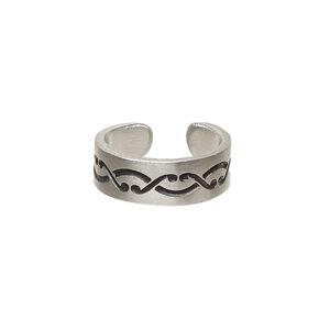 Toe ring, Everyday Jewelry, antiqued pewter, 6.5mm wide with link design, adjustable. Sold individually.