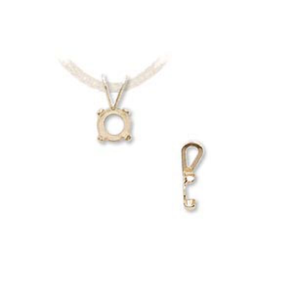Pendant, Cab-Tite™, 14Kt gold, 5mm with 4-prong round setting. Sold individually. image number 0