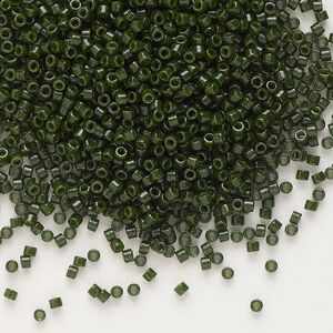 Seed bead, Delica®, glass, pkg/7.5g, #11 round, opaque olive (DB-0663).