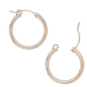 Earring, 14Kt rose gold-filled, 22mm flexible round hoop with latch-back closure. Sold per pair.
