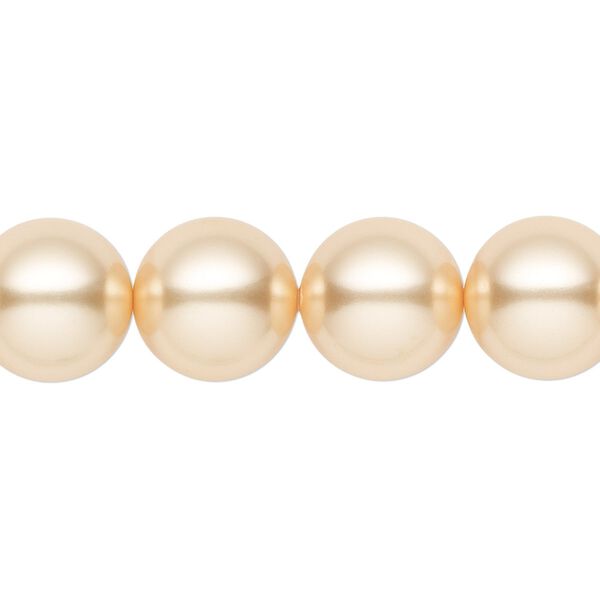 Pearl 10pk gold, Crystal Passions® 12mm round 5810 image number 0