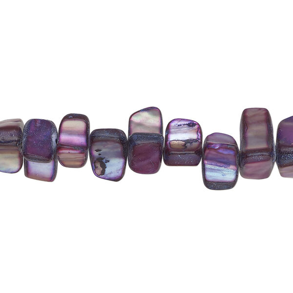 Mother-of-pearl shell 1pkg1, triangle tube bead 15 inch dark purple 8x4mm-13x6mm image number 0