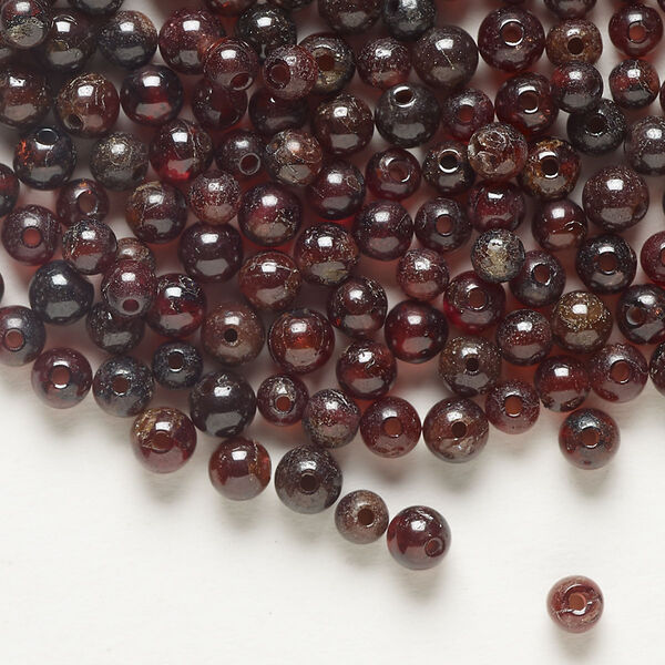 Bead 1pkg1 garnet, 3.5-4.5mm round C grade, 1 ounce dyed image number 0