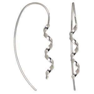 Earring, Create Compliments®, sterling silver, 41mm ribbon. Sold per pair.