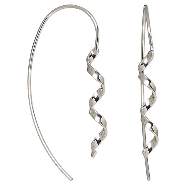 Earring, Create Compliments®, sterling silver, 41mm ribbon. Sold per pair. image number 0