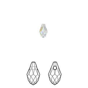 Briolette 360pk crystal AB, Swarovski® 7x4mm pendant drop 6007