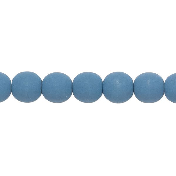 Bead, Czech coated glass, opaque matte dark navy blue, 8mm round. Sold per 7-inch strand, approximately 20 beads. image number 0